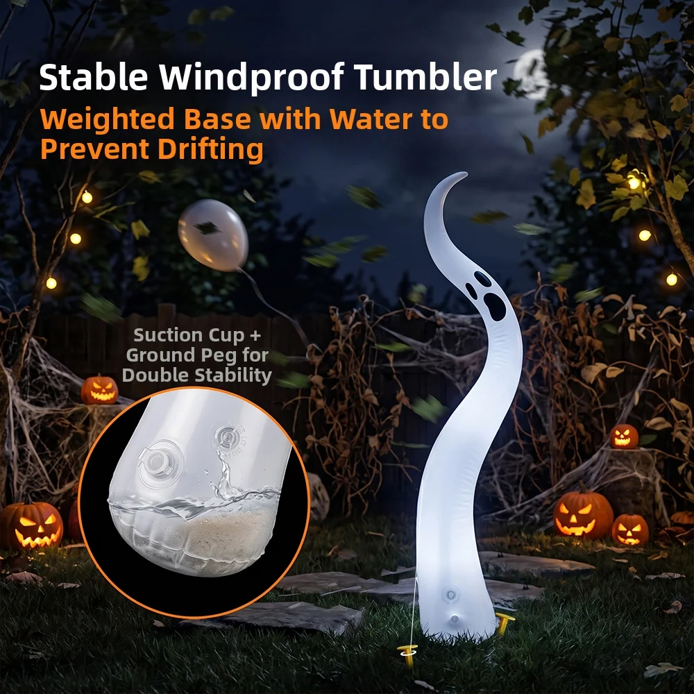 Halloween Inflatable White Ghost With Tentacles Airblown Decoration Spooky Horror Prop For Yard Lawn Garden Haunted House Indoor - Image 3