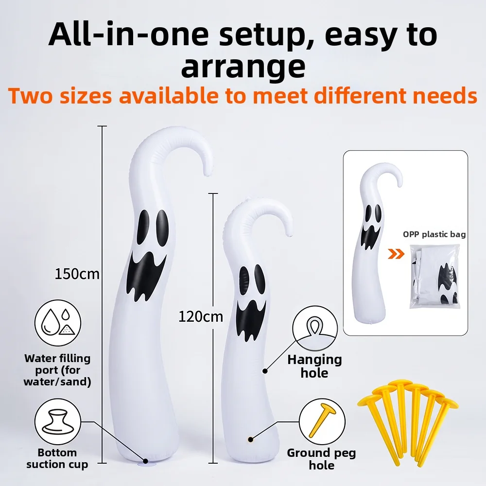 Halloween Inflatable White Ghost With Tentacles Airblown Decoration Spooky Horror Prop For Yard Lawn Garden Haunted House Indoor - Image 5