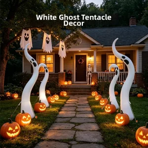 Halloween Inflatable White Ghost With Tentacles Airblown Decoration Spooky Horror Prop For Yard Lawn Garden Haunted House Indoor