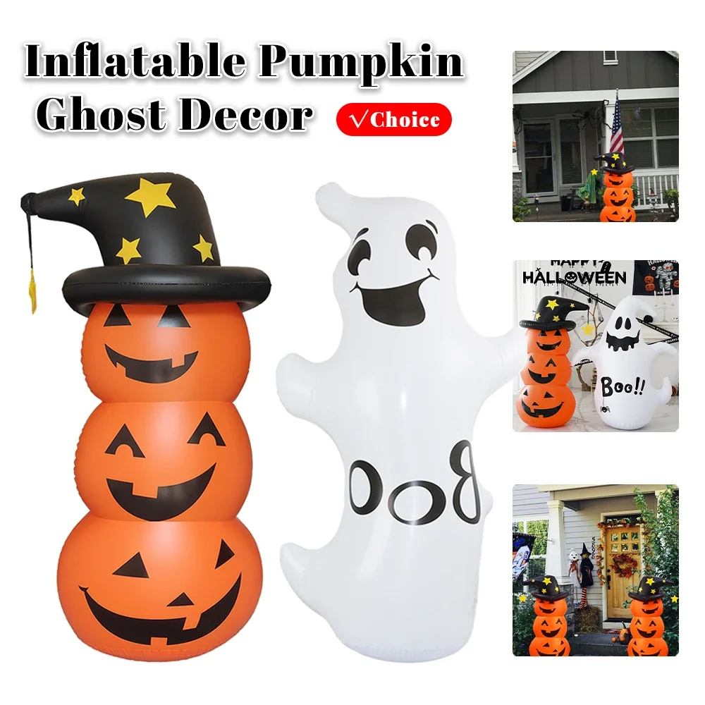 Halloween Inflatables White Ghost Scary Stacked Inflatable Pumpkins Horror Festival Theme Outdoor Courtyard Haunted House Prop