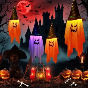Halloween Light-Up Pumpkin Wizard Hanging Decoration for Kids Dress-Up Spooky Party Props European Window Display Holiday Decor