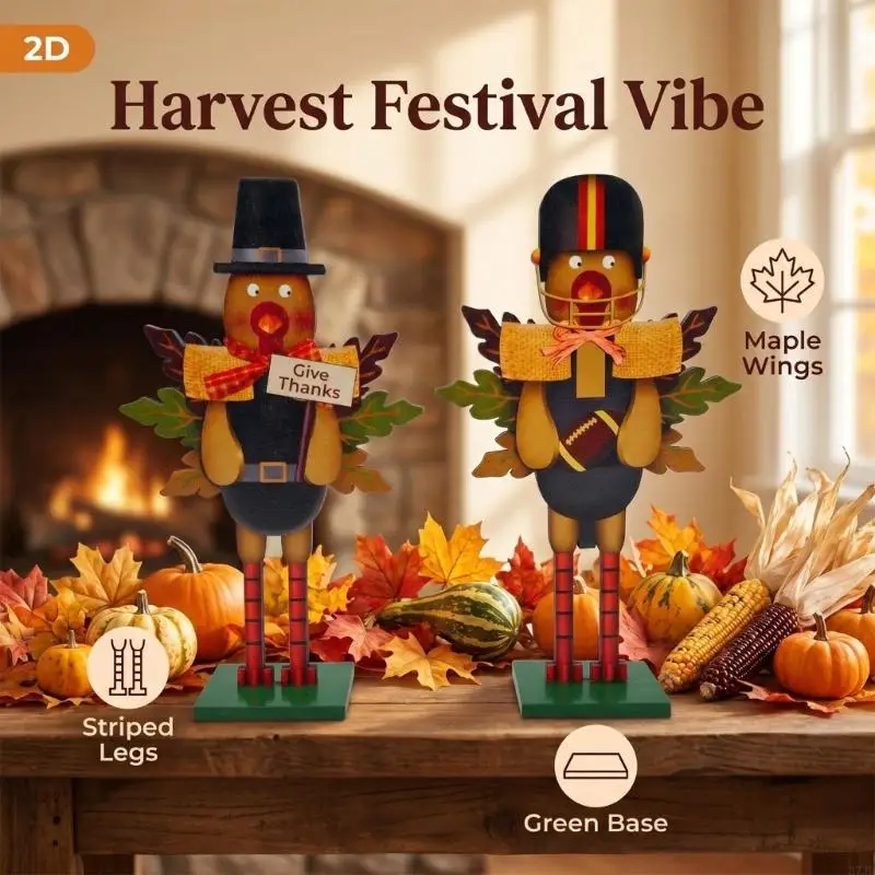 Halloween Nutcrackers Figures Indoor Holiday Figure Accent in for Halloween Thanksgiving, 25Cm/9.84in Shelf and 37JD - Image 4
