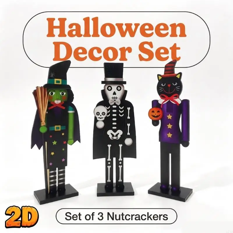 Halloween Nutcrackers Figures Indoor Holiday Figure Accent in for Halloween Thanksgiving, 25Cm/9.84in Shelf and 37JD - Image 5