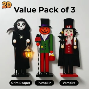 Halloween Nutcrackers Figures Indoor Holiday Figure Accent in for Halloween Thanksgiving, 25Cm/9.84in Shelf and 37JD