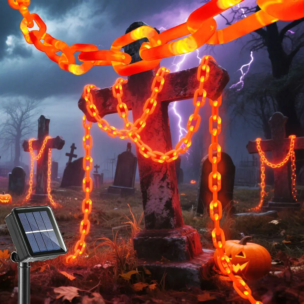Halloween Plastic Chain Lights Props Chains with 8 Lighting Modes String Lights for Skeleton Dog Spooky Outdoor Decorations - Image 2