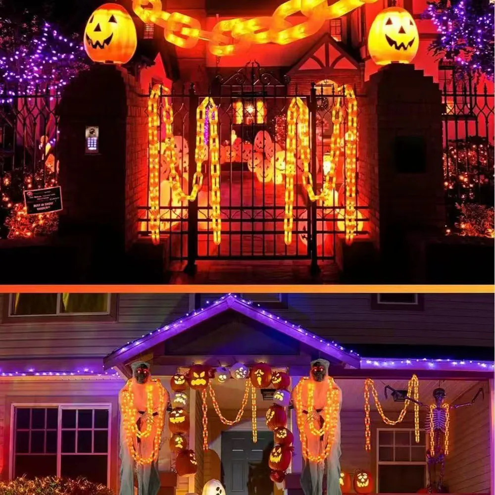 Halloween Plastic Chain Lights Props Chains with 8 Lighting Modes String Lights for Skeleton Dog Spooky Outdoor Decorations - Image 5