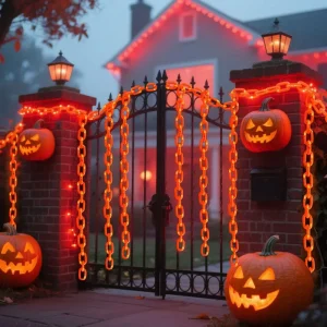 Halloween Plastic Chain Lights Props Chains with 8 Lighting Modes String Lights for Skeleton Dog Spooky Outdoor Decorations