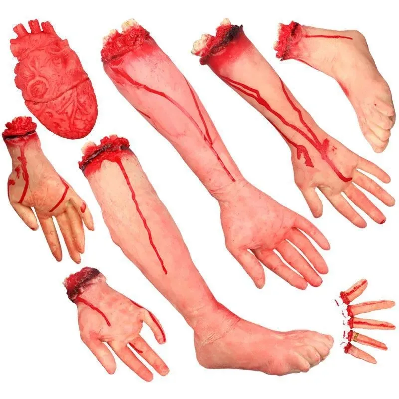 Halloween Prop Bloody Scary Fake Organ Human Brain Body Parts Fake Hand Finger Leg Foot Brain Heart Party Accessories - Image 2
