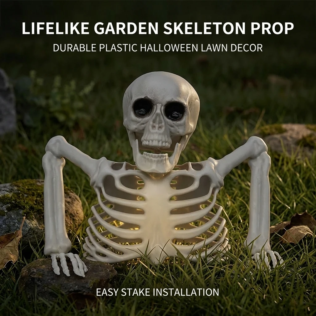 Halloween Realistic Skeleton Ornament with Movable Joints for Outdoor Yard Hallway Party Decoration - Image 3