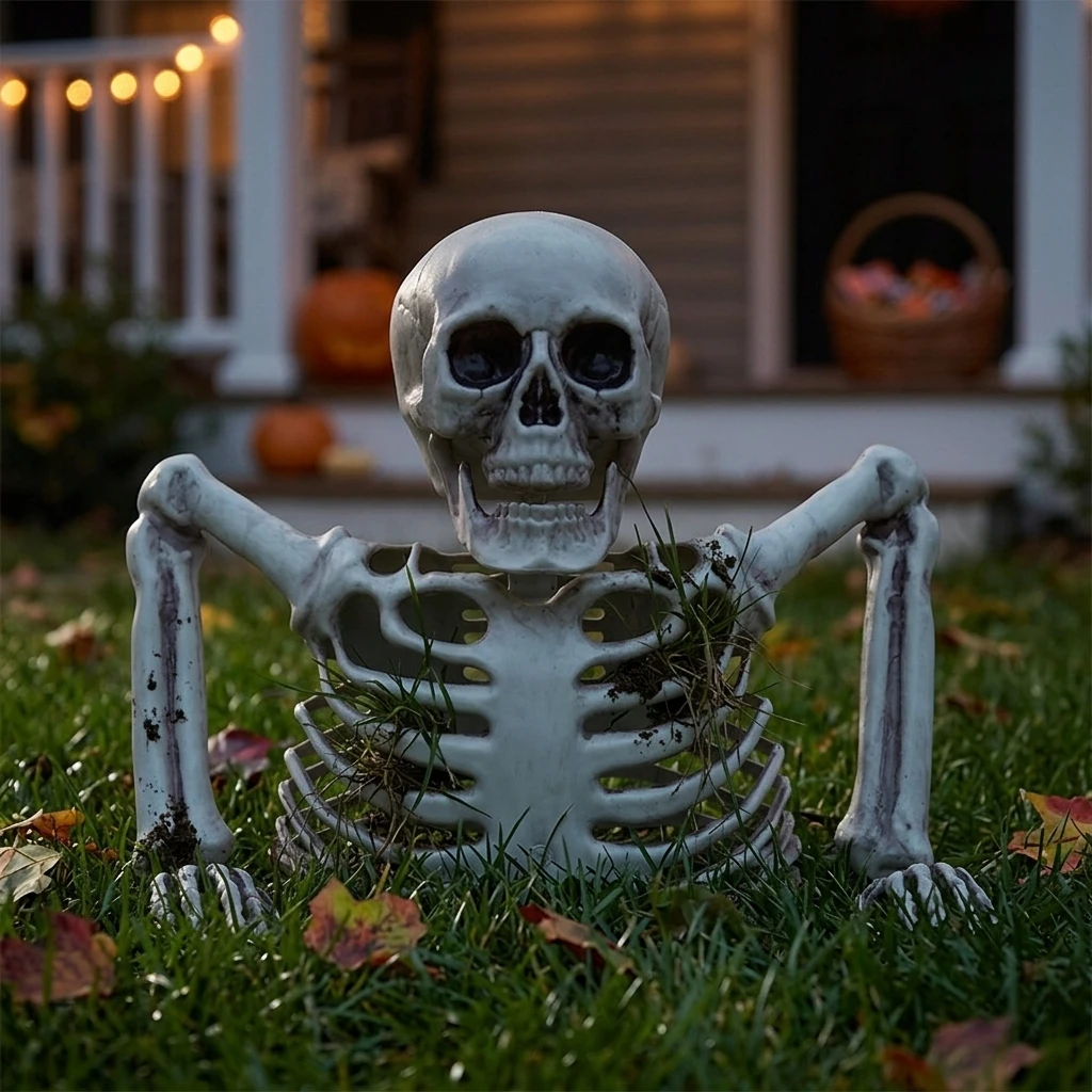 Halloween Realistic Skeleton Ornament with Movable Joints for Outdoor Yard Hallway Party Decoration - Image 5
