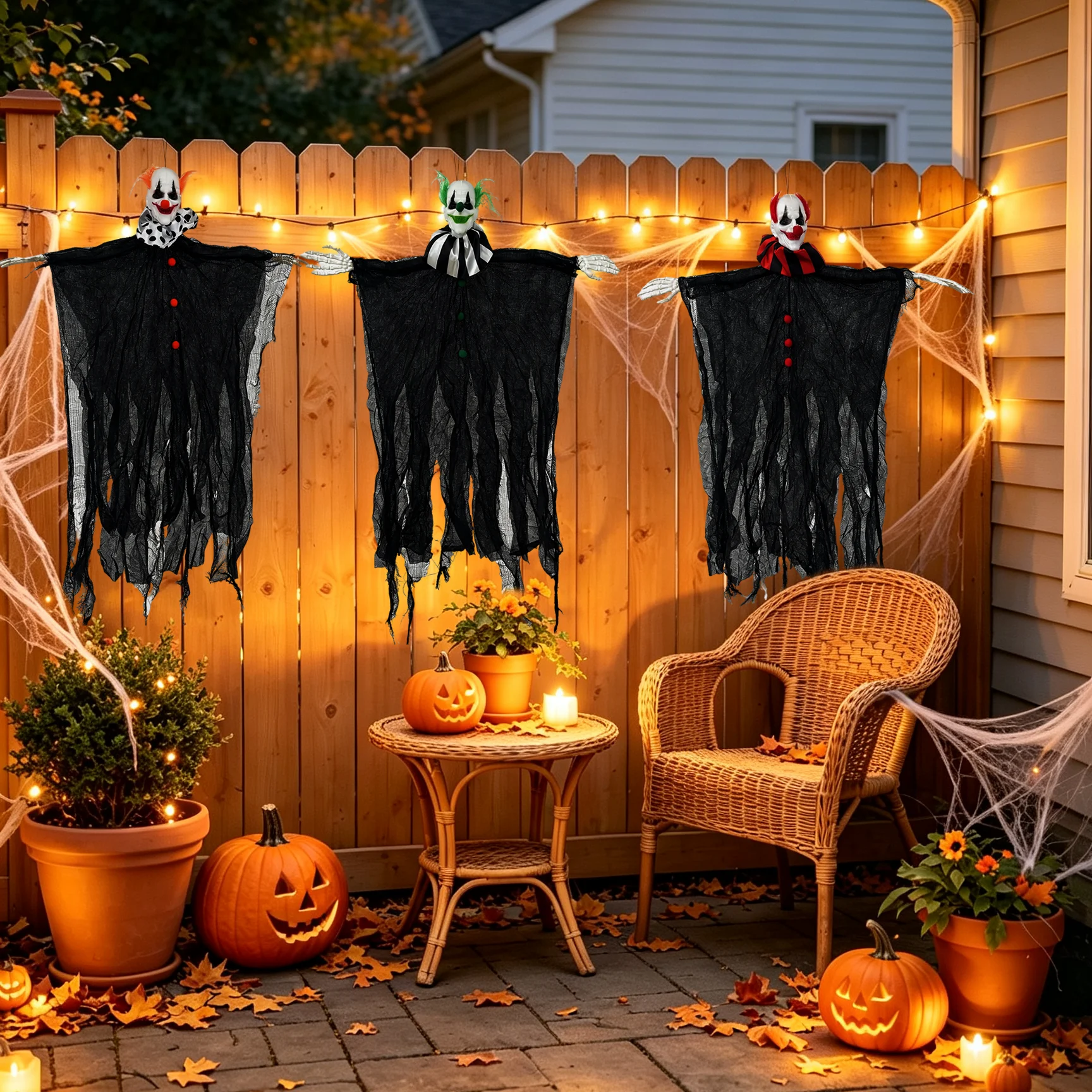 Halloween Skeleton Clown Decoration Atmosphere Props Ghost with Scary Suspended Ghost Ornament Party Home Indoor Outdoor Gardens - Image 3