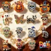 Halloween Sugar Skull Enamel Brooch Gothic Pumpkin Skeleton Cat Lapel Pin Party Costume Backpack Clothes Decor BadgeJewelry Gift