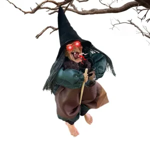 Halloween Talking Witch Decorations Hangings Witch Halloween Decorations Hangings Animated Witch With LED Eyes And Spooky Sounds