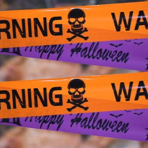 Halloween Warning Tape Signs Halloween Props Window Prop Party Danger Warning line 580x8.5cm Halloween Decoration Witch Balloons