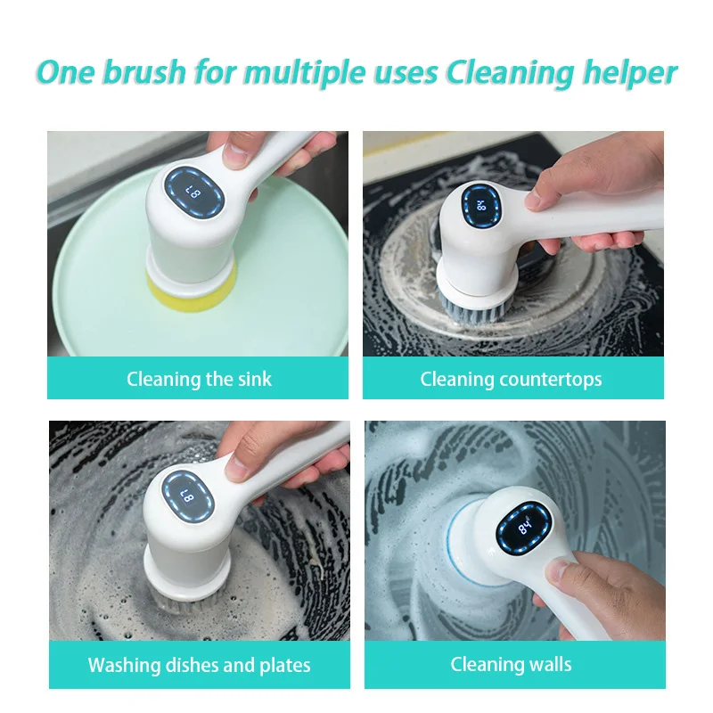 Handheld Electric Cleaning Brush Usb Charging Kitchen Bathroom Household Dishwashing Multifunctional Rotary Scrubber - Image 2