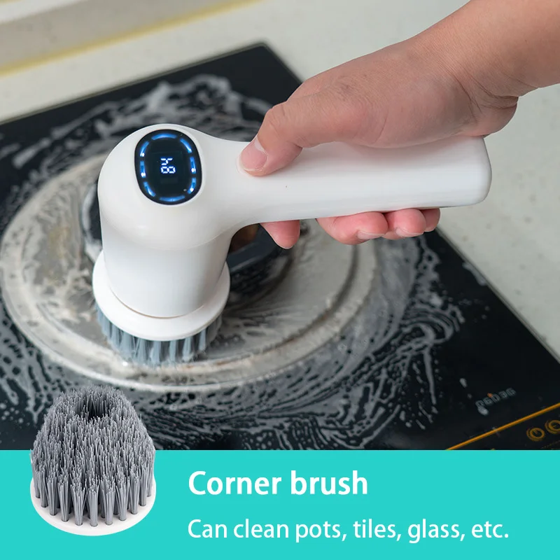 Handheld Electric Cleaning Brush Usb Charging Kitchen Bathroom Household Dishwashing Multifunctional Rotary Scrubber - Image 3