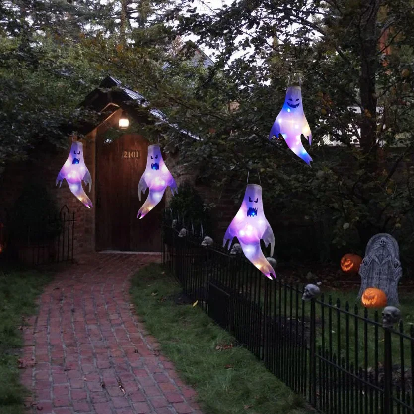 Hanging Ghost Halloween LED Luminous Ghost Children's Gift Scary Party Props Home Outdoor Courtyard Bar Hanging Decorations - Image 5