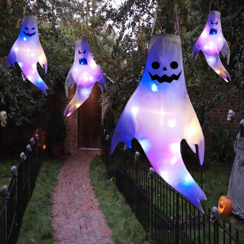 Hanging Ghost Halloween LED Luminous Ghost Children's Gift Scary Party Props Home Outdoor Courtyard Bar Hanging Decorations - Image 3
