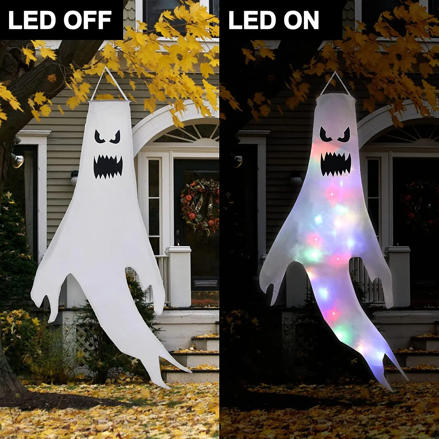 Hanging Ghost Halloween LED Luminous Ghost Children's Gift Scary Party Props Home Outdoor Courtyard Bar Hanging Decorations - Image 4