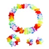 Hawaii Cloth Flower Garland Necklace Headring Wristband For Christmas New Year Festival Wedding Party Decorations Supplies 4 Pcs