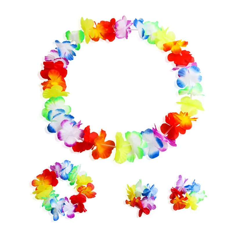 Hawaii Hula Dancing Wreath 4 Pcs For Christmas New Year Festival Wedding Party Decorations Tropical Artifical Flower Necklace - Image 4