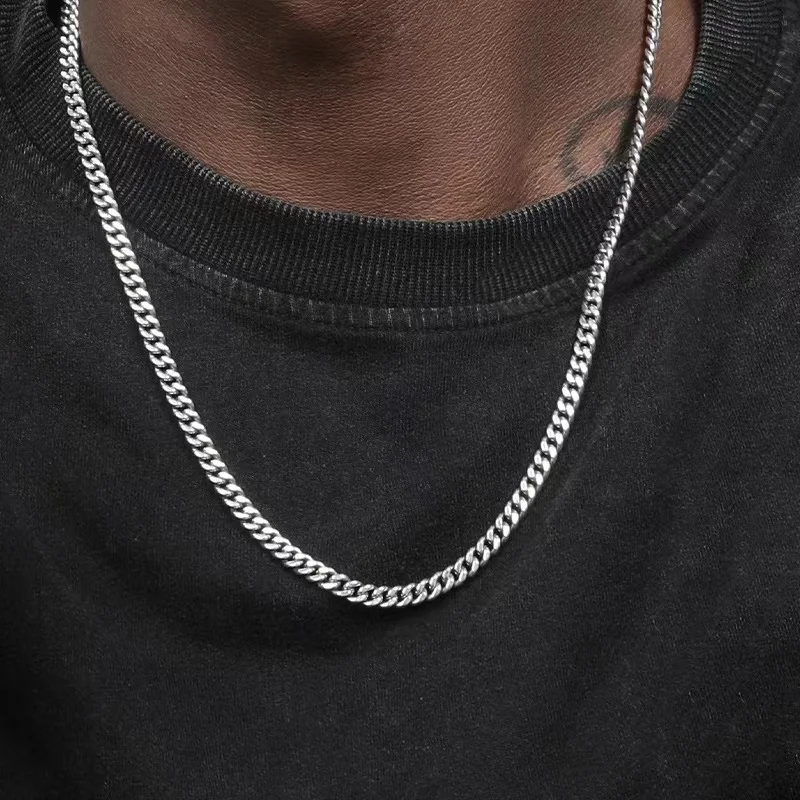 Hip Hop Cuban Chain Necklace Rock Stainless Steel Basic Chain Men Necklace Simple Necklace For Women Fashion Party Jewelry - Image 3