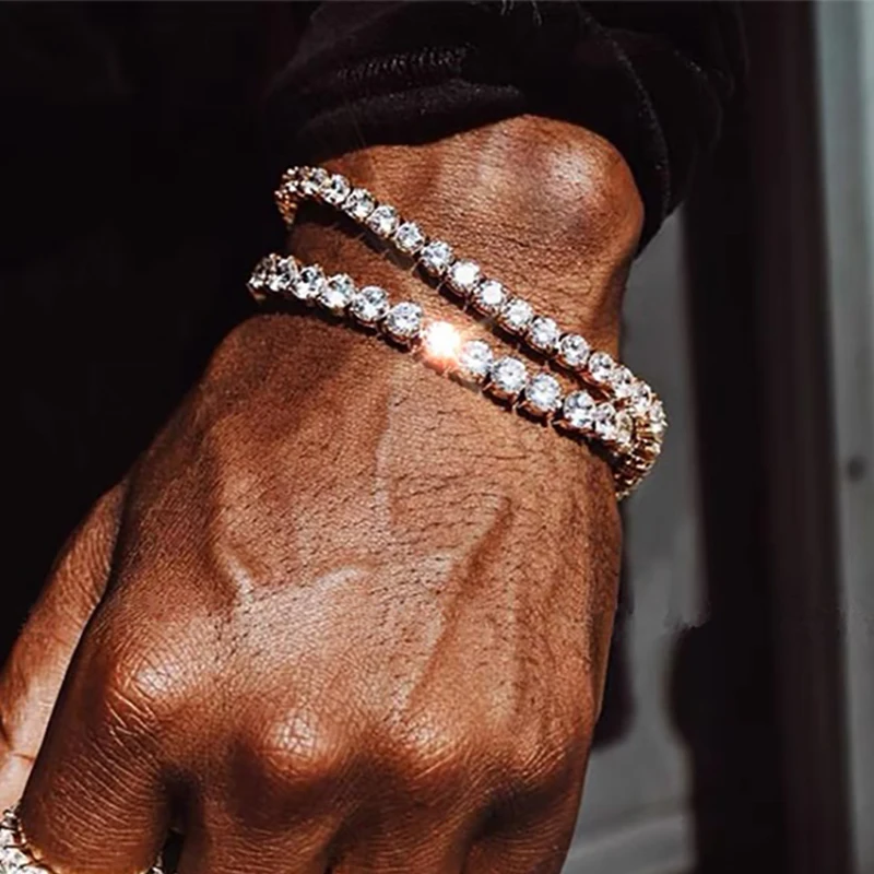 Hip Hop Iced Out 3/4/5mm Crystal Tennis Bracelet for Men Homme Punk Zirconia Women's Chain on Hand Streetwear Trendy Jewelry - Image 2
