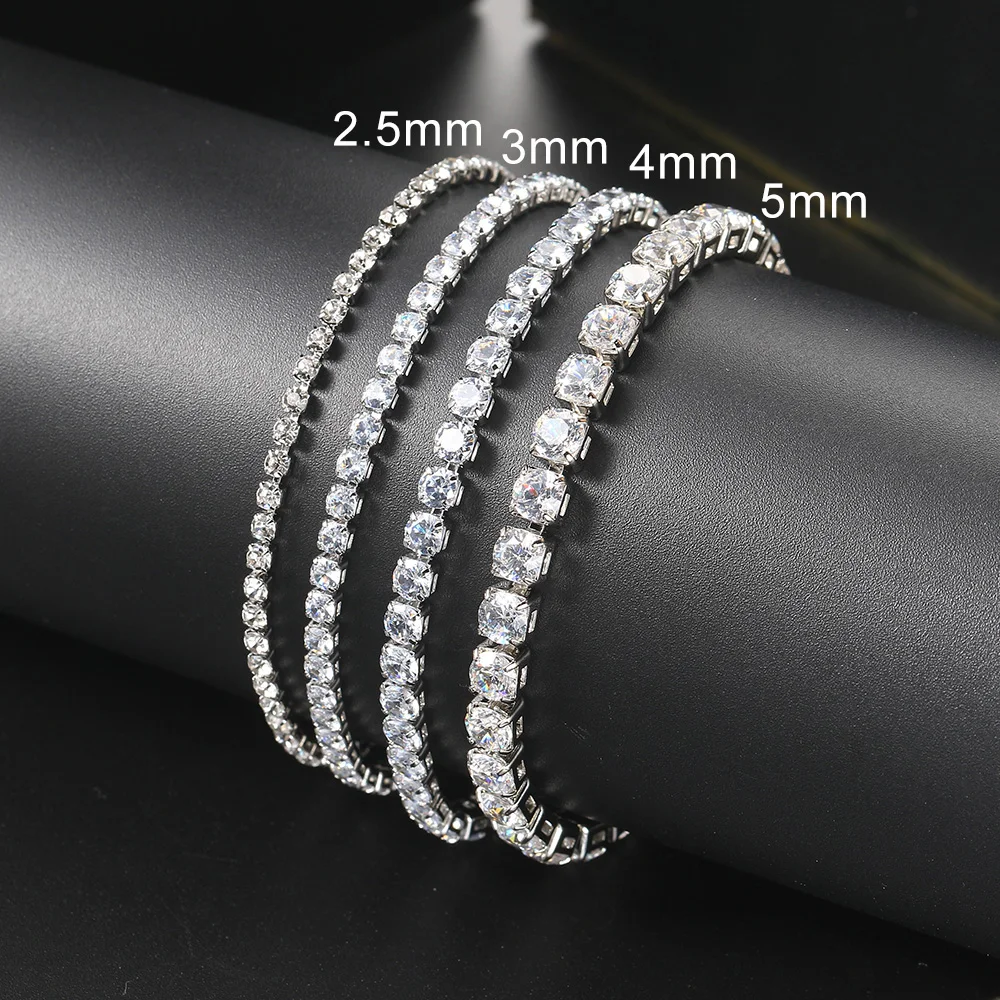Hip Hop Iced Out 3/4/5mm Crystal Tennis Bracelet for Men Homme Punk Zirconia Women's Chain on Hand Streetwear Trendy Jewelry - Image 4