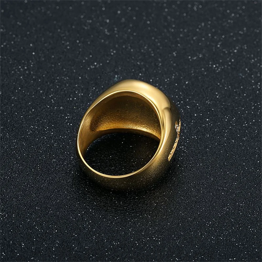 Hip Hop Iced Out Bling Hemp Leaf Ring Male Gold Color Stinless Steel Cubic Zirconia Rings For Men Fashion Party Jewelry Gift - Image 5