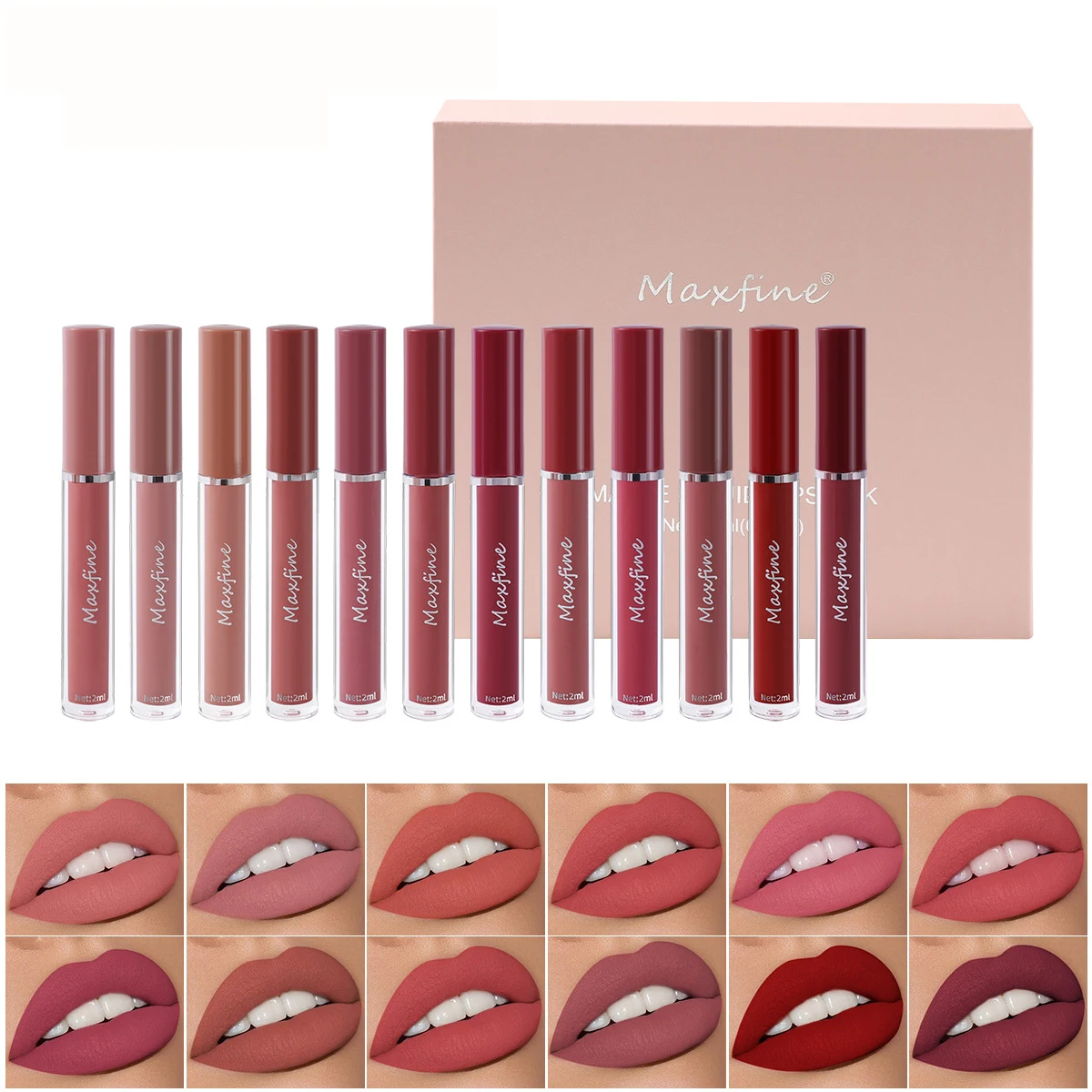Holiday Gift Box 6PC/Set Matte Velvet Lip Gloss Waterproof Moisturizing Long-lasting Liquid Lipstick - Image 2
