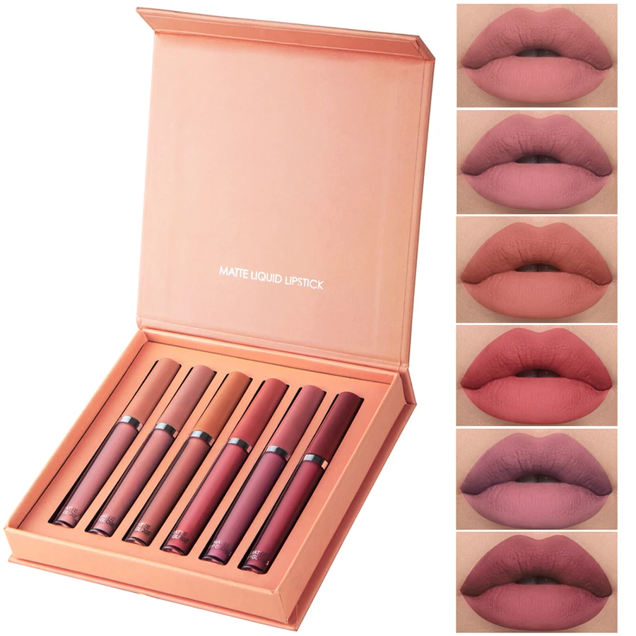 Holiday Gift Box 6PC/Set Matte Velvet Lip Gloss Waterproof Moisturizing Long-lasting Liquid Lipstick - Image 4