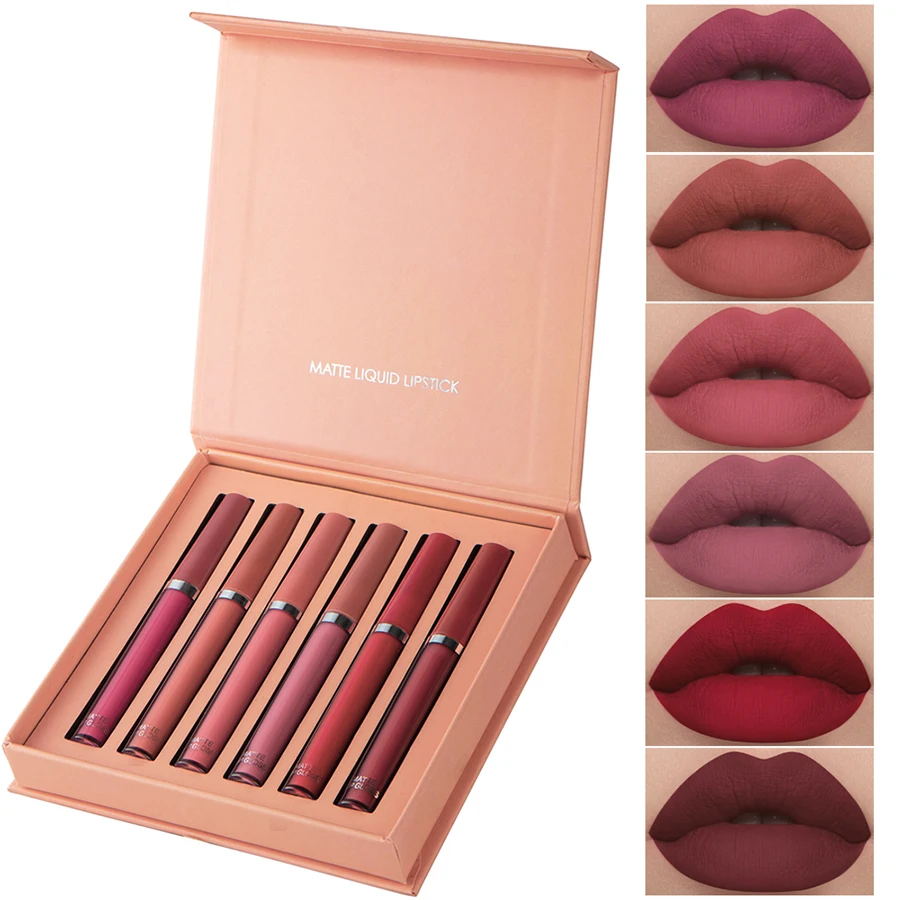Holiday Gift Box 6PC/Set Matte Velvet Lip Gloss Waterproof Moisturizing Long-lasting Liquid Lipstick - Image 3
