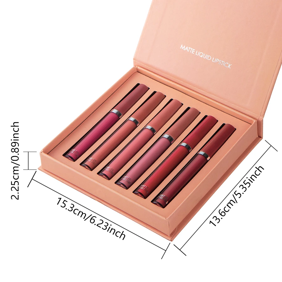 Holiday Gift Box 6PC/Set Matte Velvet Lip Gloss Waterproof Moisturizing Long-lasting Liquid Lipstick - Image 5