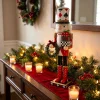 Holiday Nutcrackers Decors Figurine with Card Theme, Freestanding 15Inch Display Christmas Soldier Statue for Mantels Y5GB
