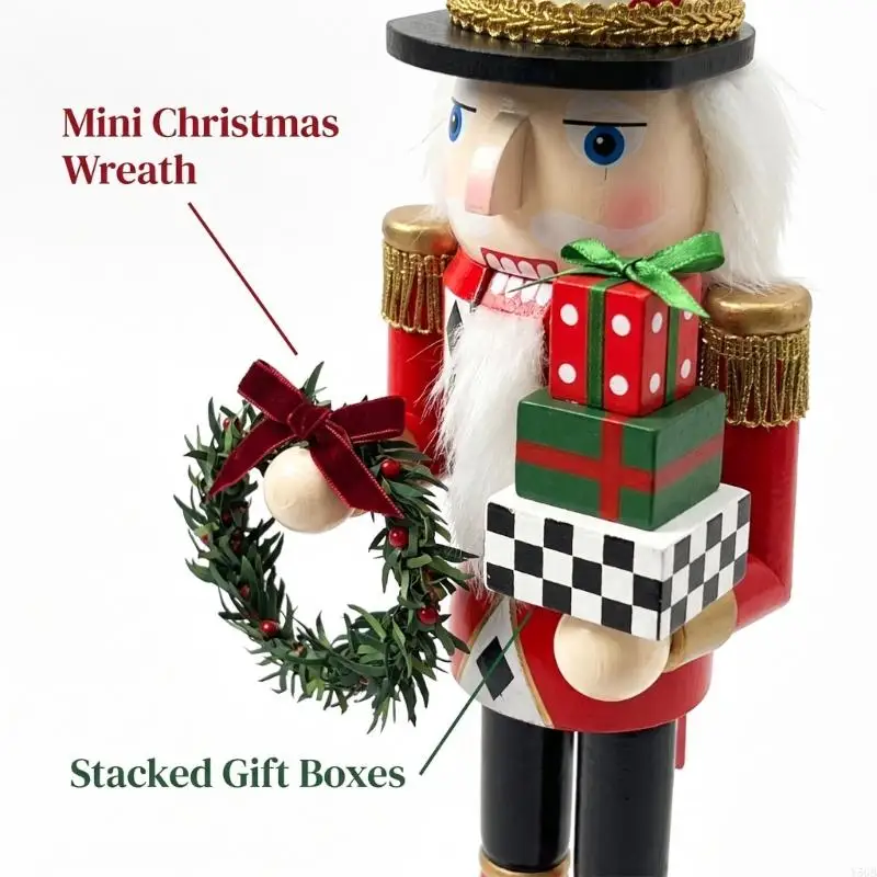 Holiday Nutcrackers Decors Figurine with Card Theme, Freestanding 15Inch Display Christmas Soldier Statue for Mantels Y5GB - Image 4