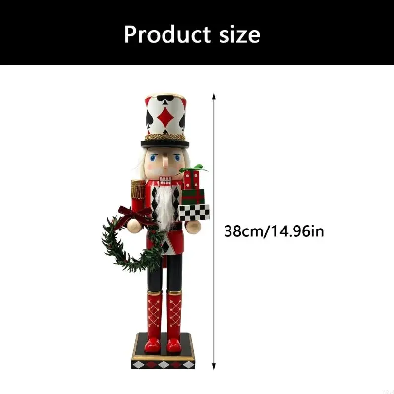 Holiday Nutcrackers Decors Figurine with Card Theme, Freestanding 15Inch Display Christmas Soldier Statue for Mantels Y5GB - Image 6