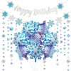 Holo Iridescent Snowflake Decor Garland Snowflake Foil Number Balloon Set Ice Snow Party Supplies Wonderland Birthday Banner Dec