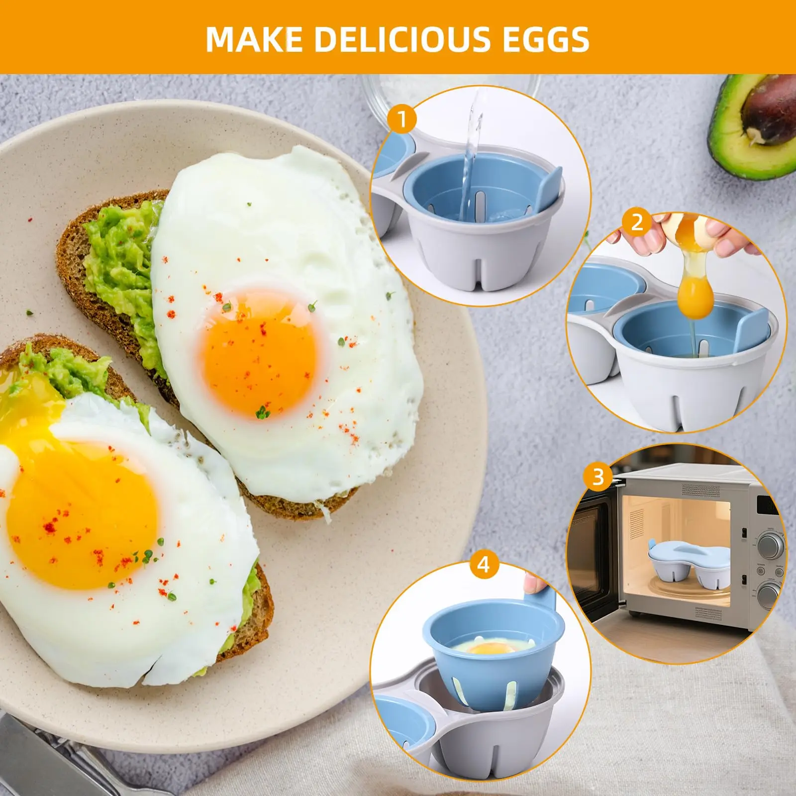Home Kitchen Microwave Egg Cooker Ovens Multifunctional Microwave Egg Poacher Container Microwave Vegetable Steamer - Image 6