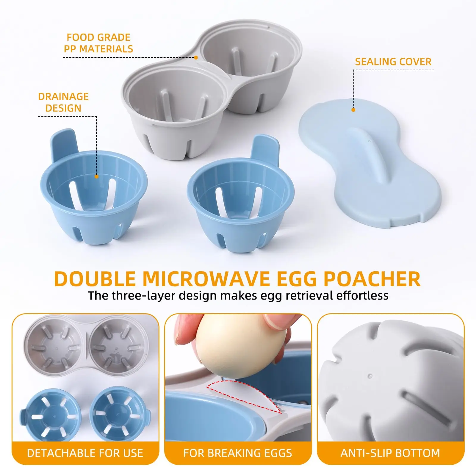 Home Kitchen Microwave Egg Cooker Ovens Multifunctional Microwave Egg Poacher Container Microwave Vegetable Steamer - Image 2