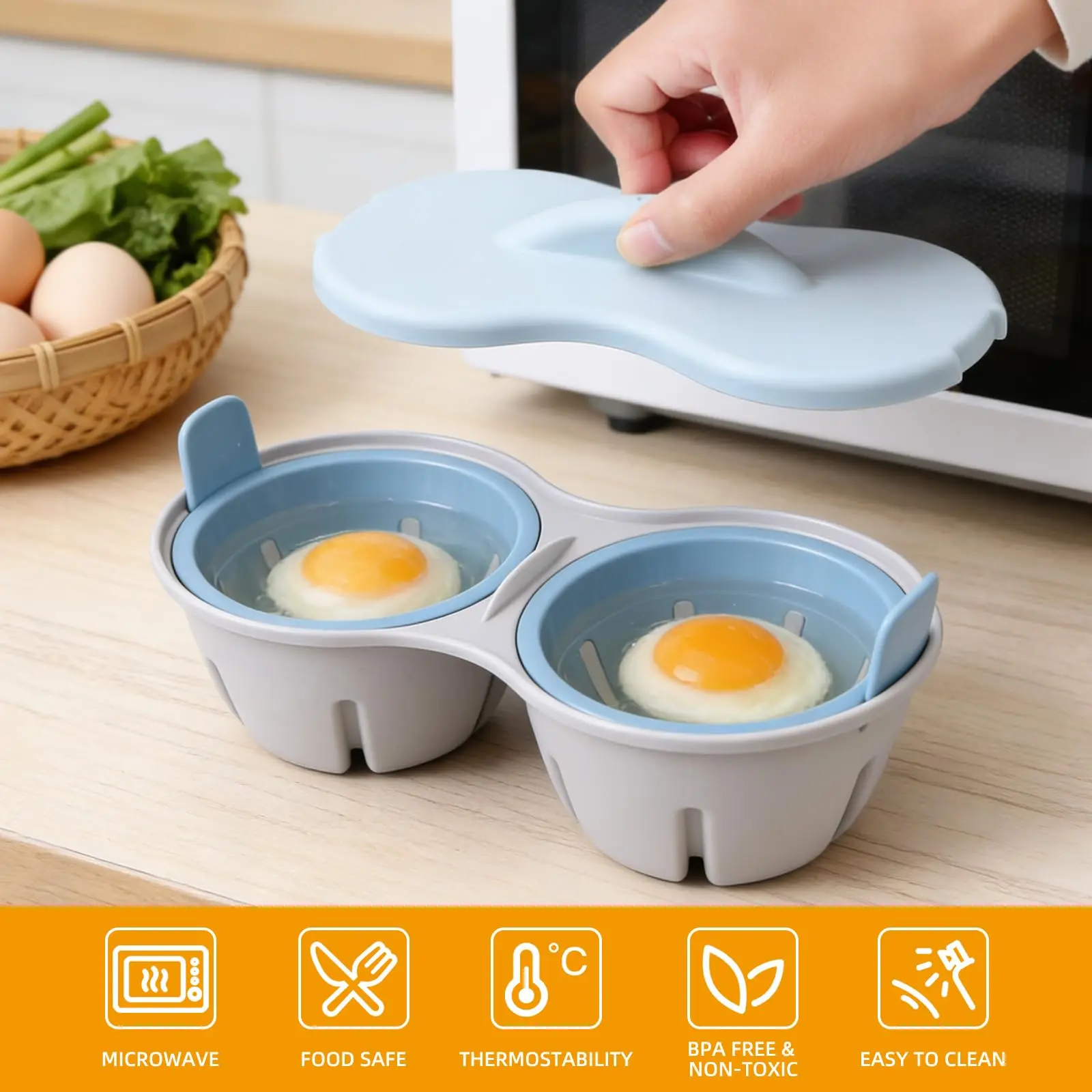Home Kitchen Microwave Egg Cooker Ovens Multifunctional Microwave Egg Poacher Container Microwave Vegetable Steamer - Image 3
