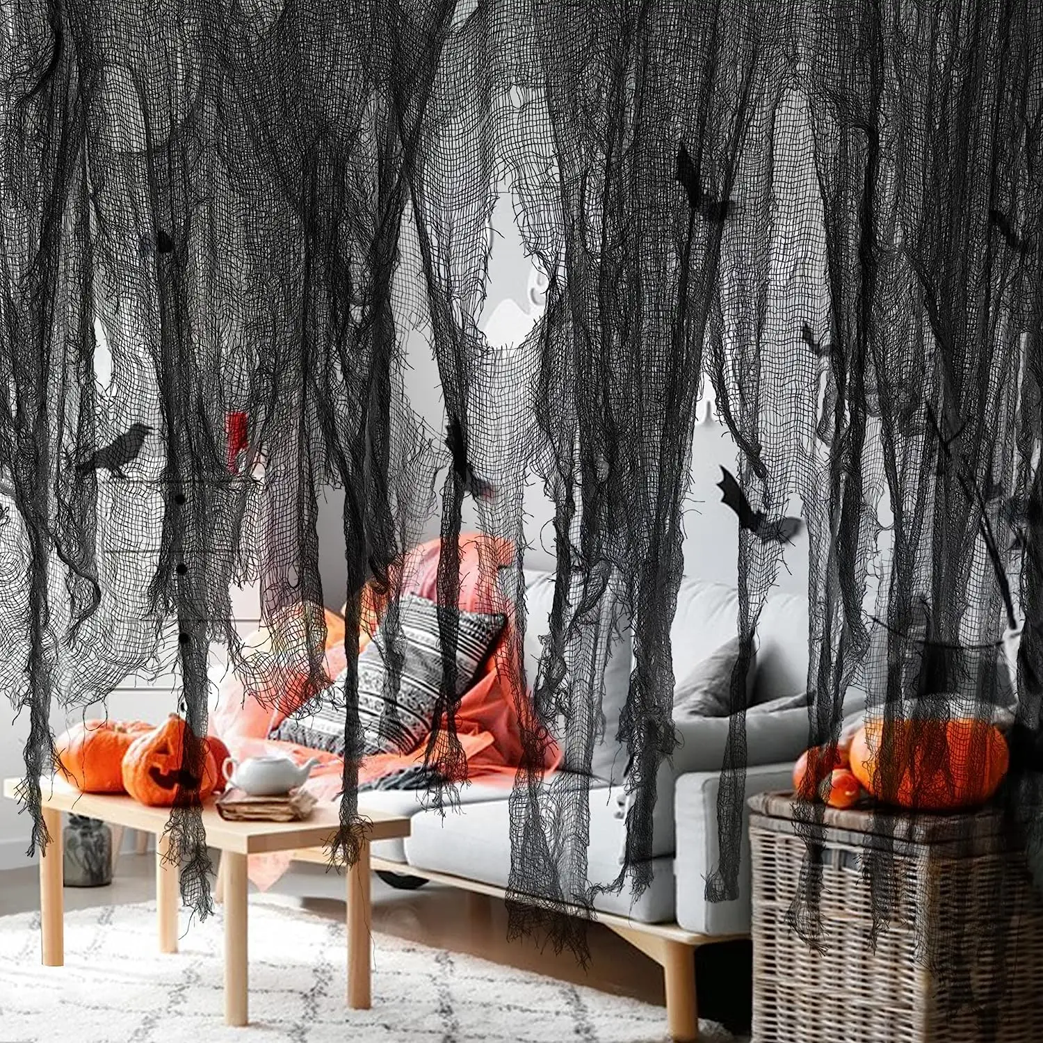 Horror Halloween Party Decoration Haunted Houses Doorway Outdoors Decorations Black Creepy Cloth Scary Gauze Gothic Props - Image 3