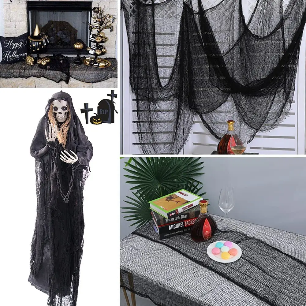 Horror Halloween Party Decoration Haunted Houses Doorway Outdoors Decorations Black Creepy Cloth Scary Gauze Gothic Props - Image 4