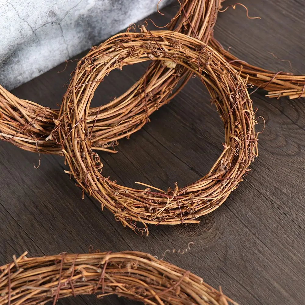 Hot 10-30CM Wedding Wreaths Christmas Decor Xmas Party Decorations Round/Heart Shape Sepak Takraw Wreath Wicker Rattan Garland - Image 2