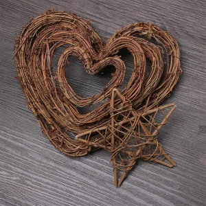 Hot 10-30CM Wedding Wreaths Christmas Decor Xmas Party Decorations Round/Heart Shape Sepak Takraw Wreath Wicker Rattan Garland