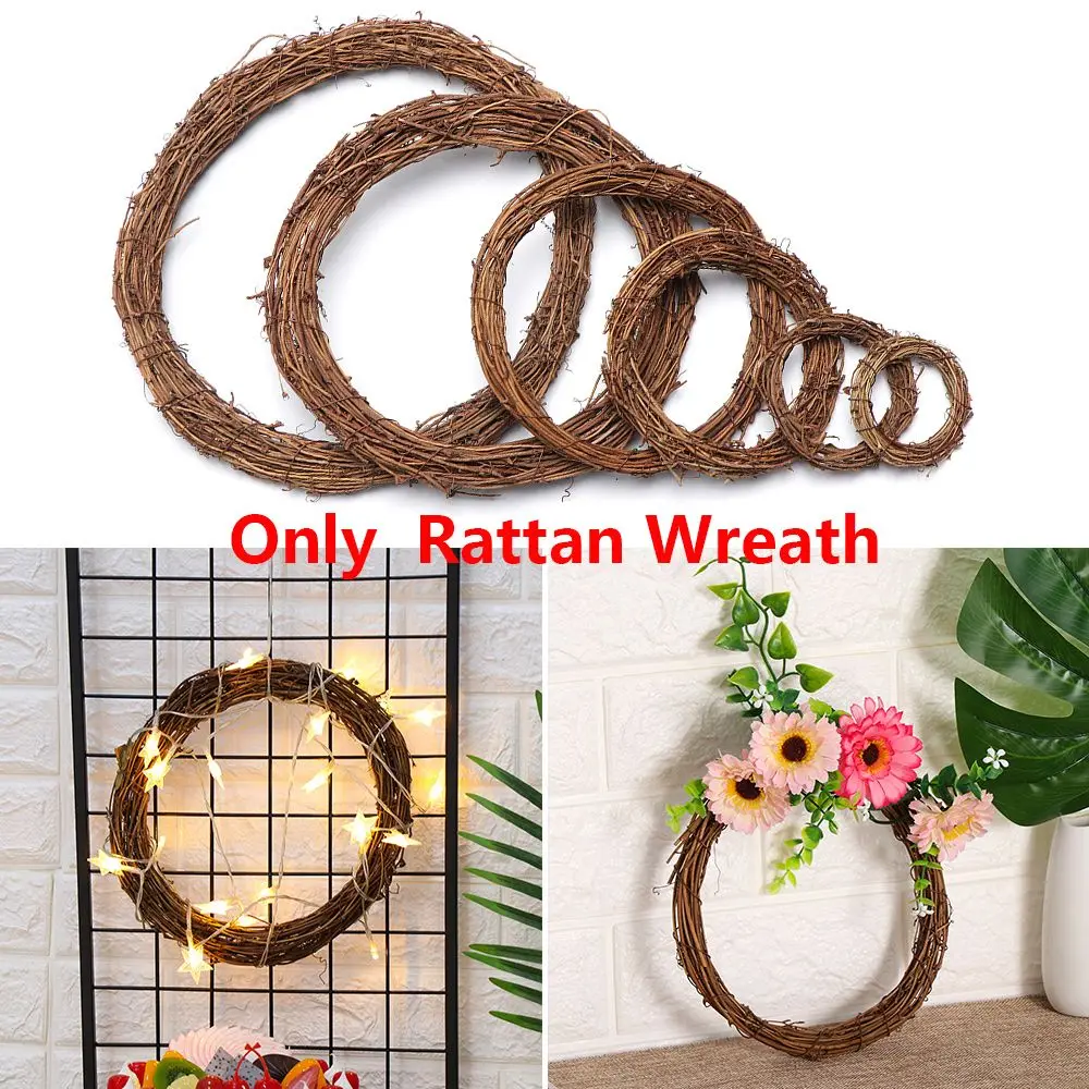 Hot 10-30CM Wedding Wreaths Christmas Decor Xmas Party Decorations Round/Heart Shape Sepak Takraw Wreath Wicker Rattan Garland - Image 5