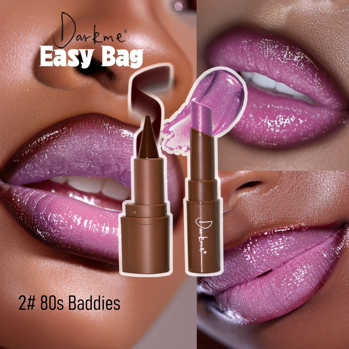 Hot Lip Liner Lipstick Kit Combo Set Brown Shimmer Flashy Glitter Pearlescent Hydrating Moisturizing Solid Lip Gloss - Image 6