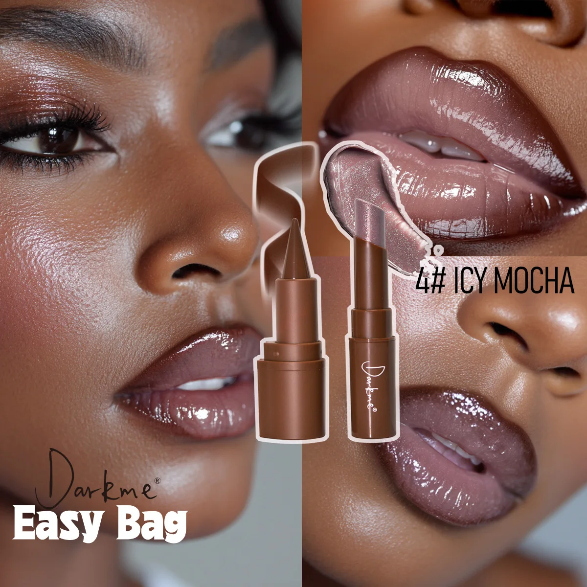 Hot Lip Liner Lipstick Kit Combo Set Brown Shimmer Flashy Glitter Pearlescent Hydrating Moisturizing Solid Lip Gloss - Image 3