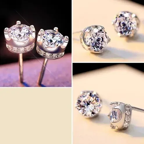 Hot Sales 925 Sterling Silver Purple Amethyst Stud Earrings For Women Classic Real Crown Crystal Wedding Party Designer Jewelry - Image 4