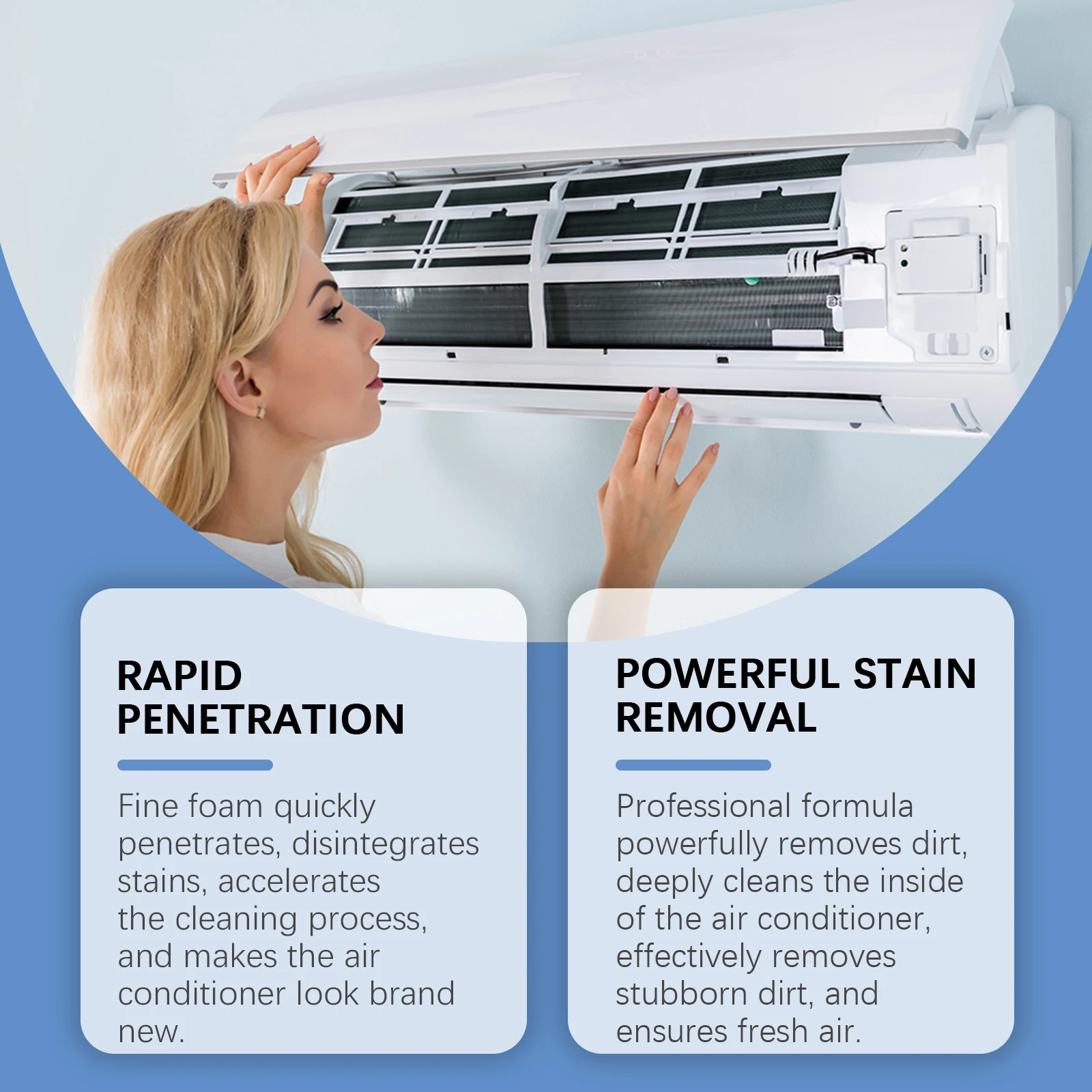Household All-purpose Foam AC Cleaner for Wall-mounted Split AC, No Disassembly Required, Deodorizes & Removes Scale - Image 2