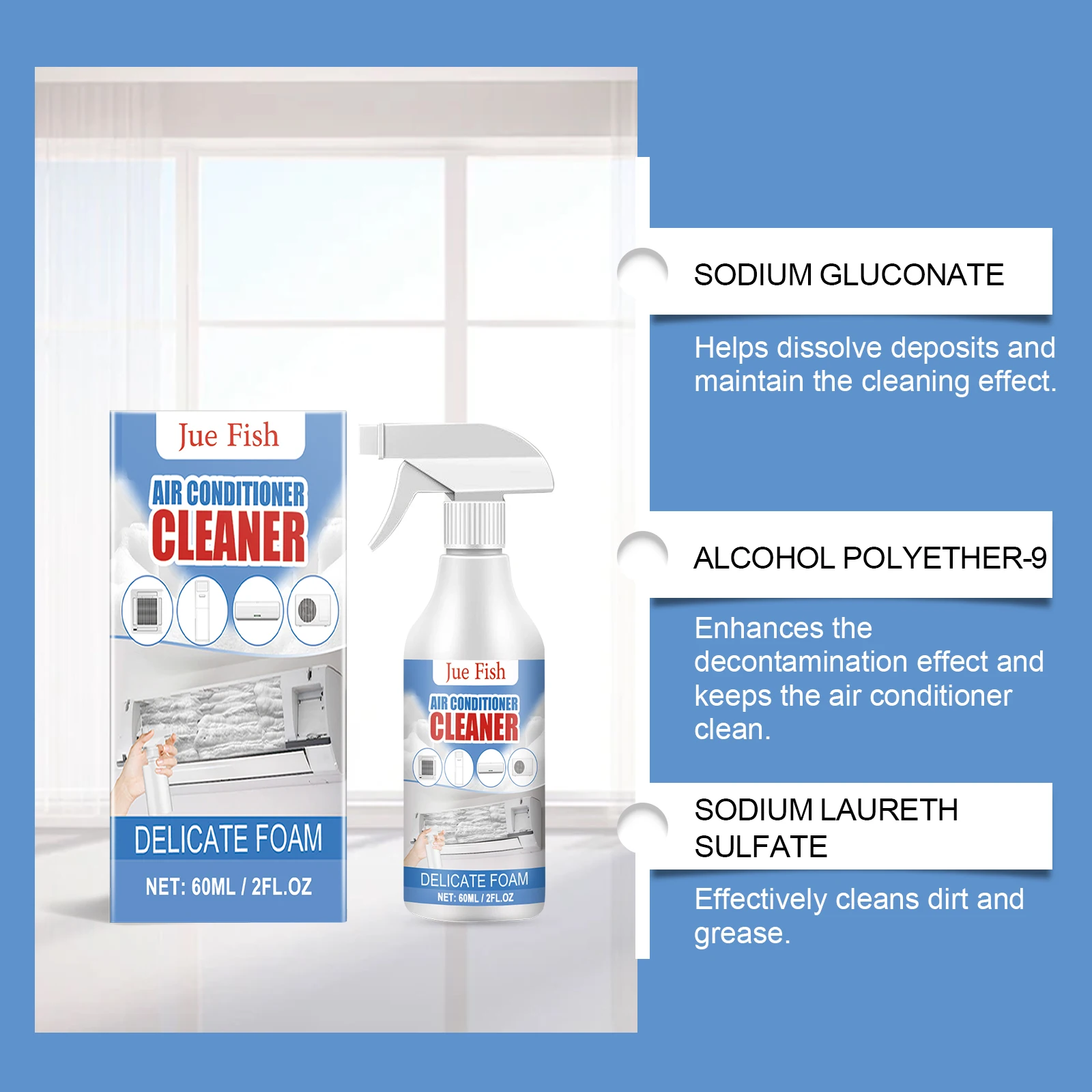 Household All-purpose Foam AC Cleaner for Wall-mounted Split AC, No Disassembly Required, Deodorizes & Removes Scale - Image 4